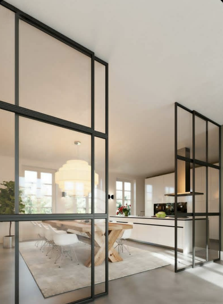 Steel framed sliding doors